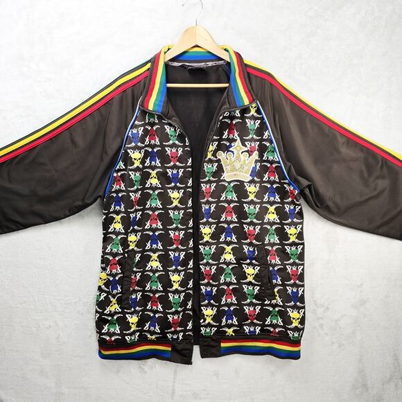 Vintage Dido Apparel Track Jacket Mens XXL Skulls Swords Rhinestone Crown Y2K - Picture 2 of 12
